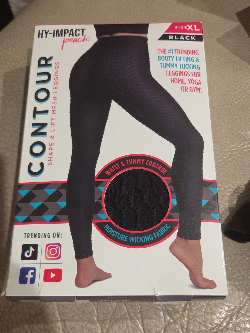Contour Black Leggings - Waist & Tummy Control BOOTY LIFTING XL Nib